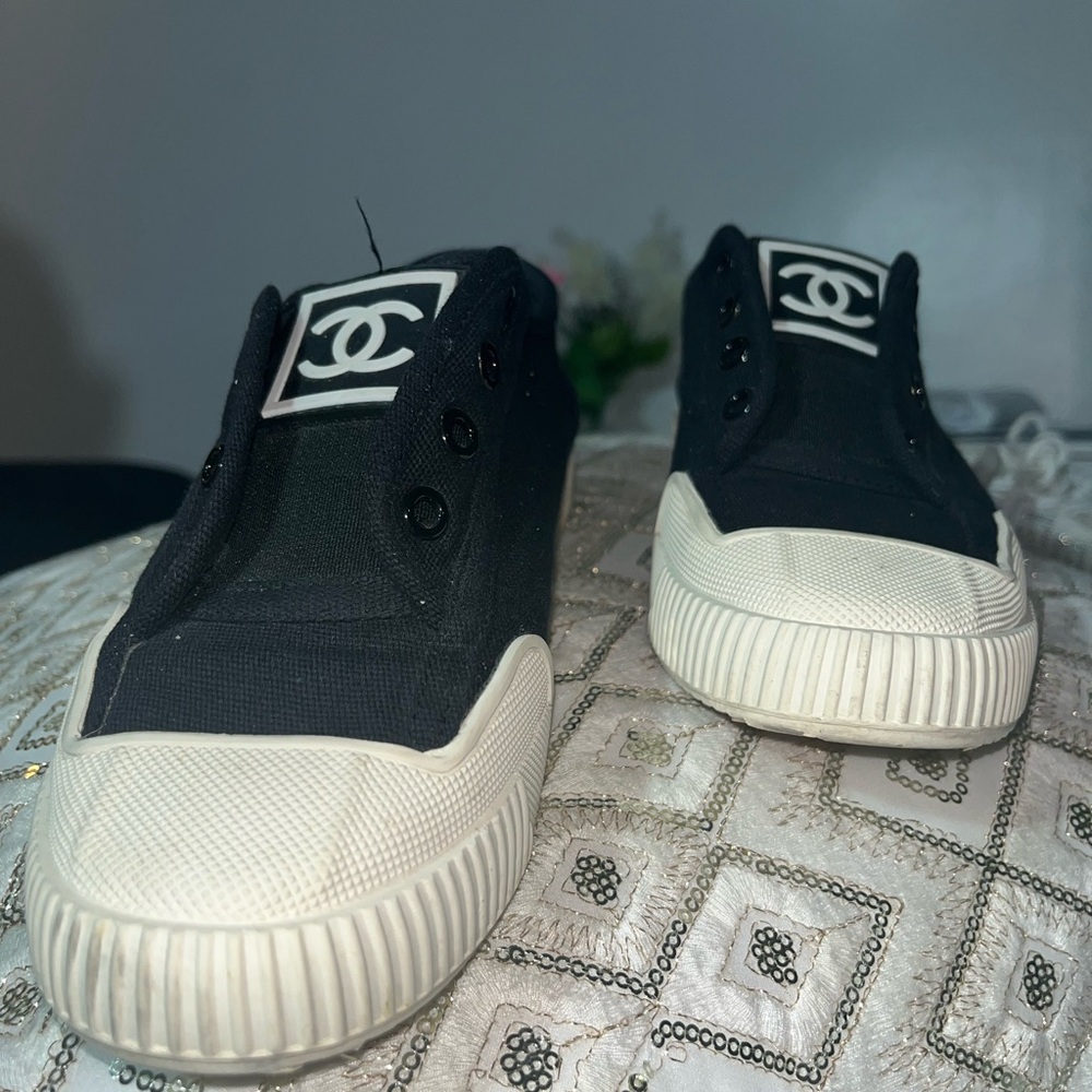 Chanel Black Canvas Sneakers - Picture 3 of 6